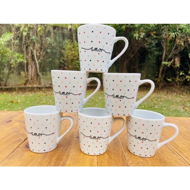 Jogo 6 xícaras / canecas Porcelana decora...