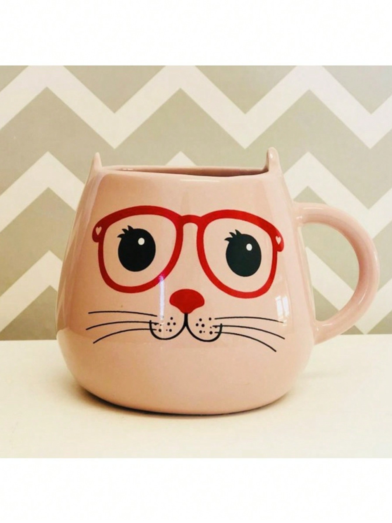 Caneca 3D Gato 500 ml Porcelana Rosa Pres...