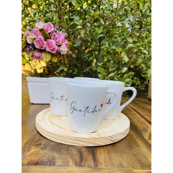 Jogo 4 Xícaras / Canecas Porcelana Café C...