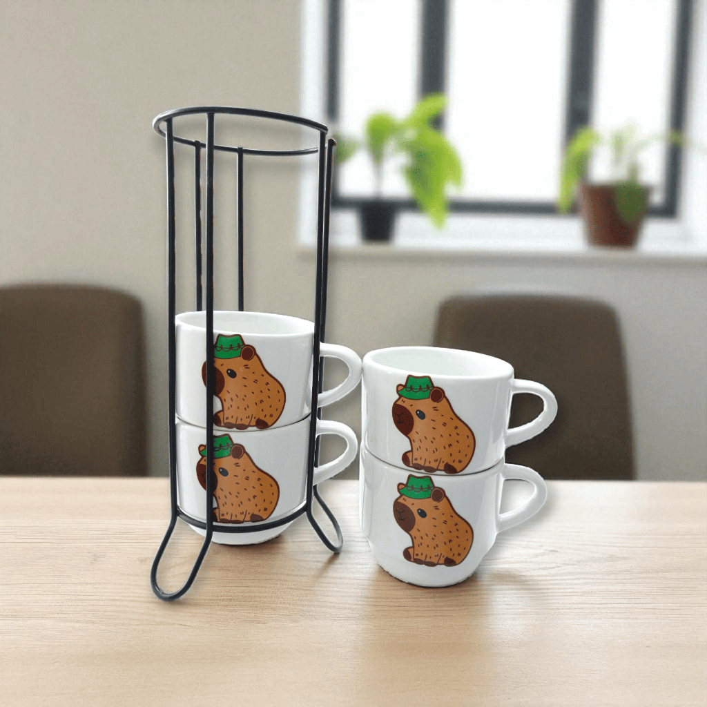 Kit 4 Canecas Xicaras Empilháveis Capivar...