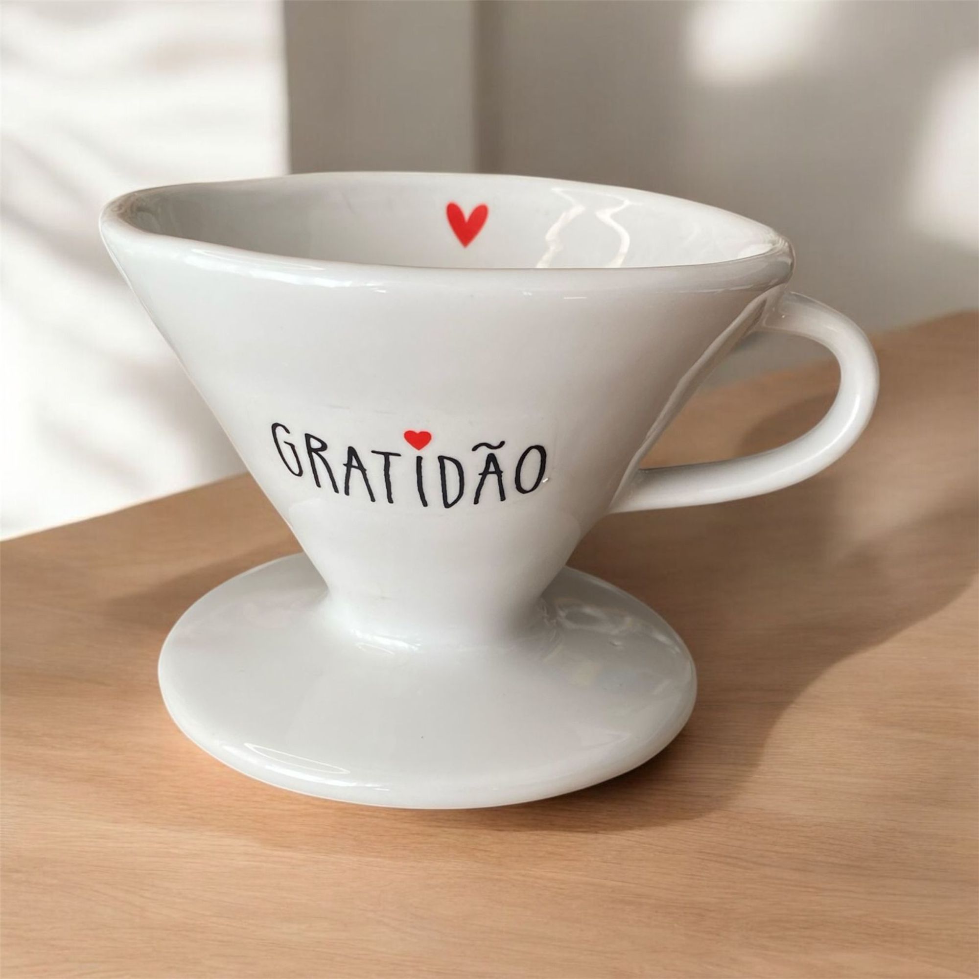 Filtro de Café de Porcelana Branca Decora...