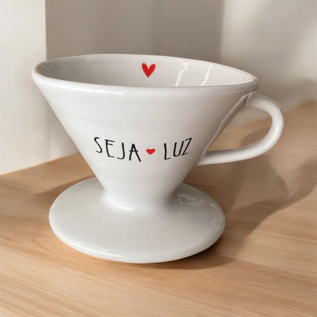 Filtro de Café Coador de Porcelana Branca...