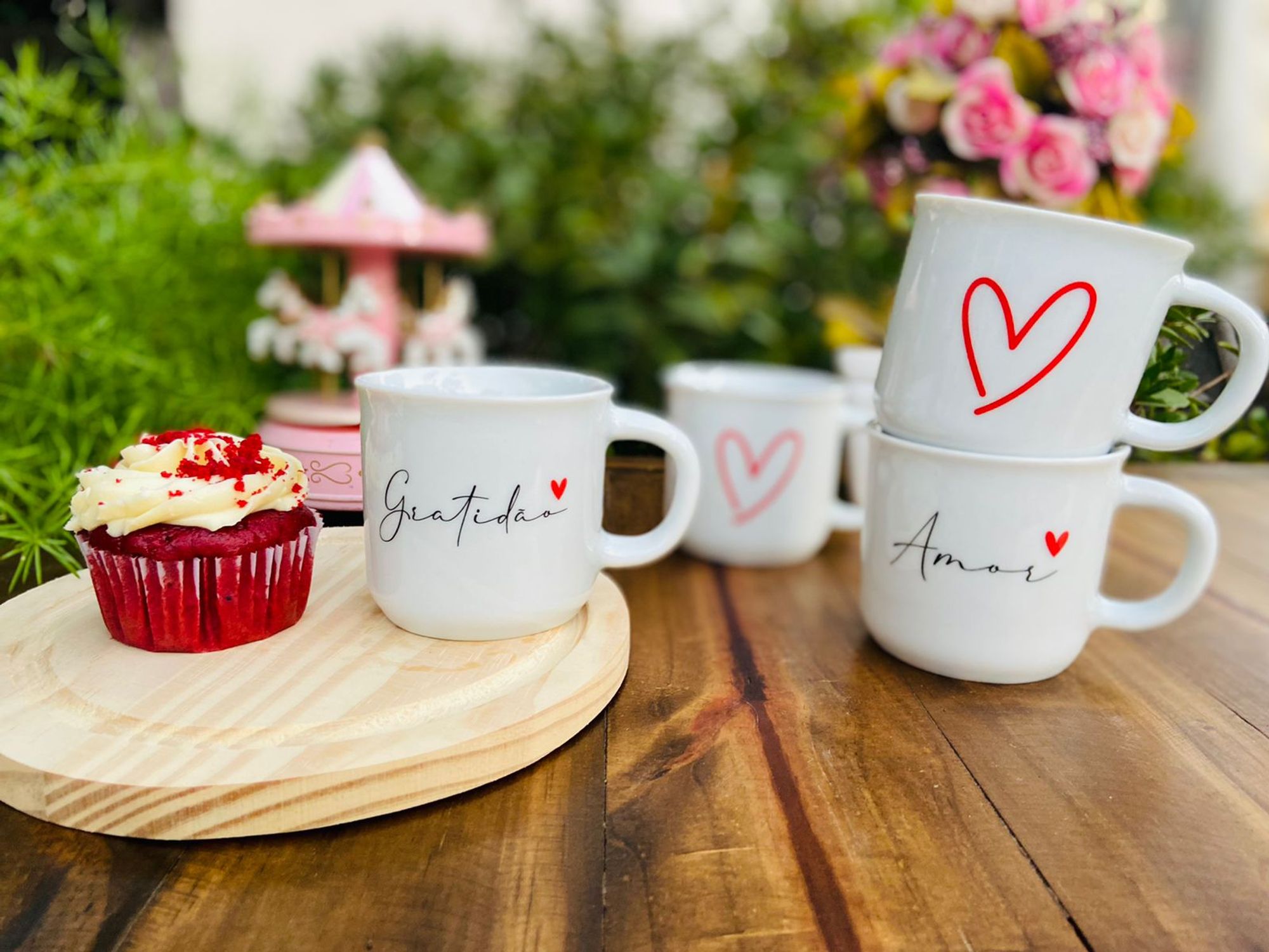 Jogo 4 Canecas Ágatas Porcelana 200 ml De...