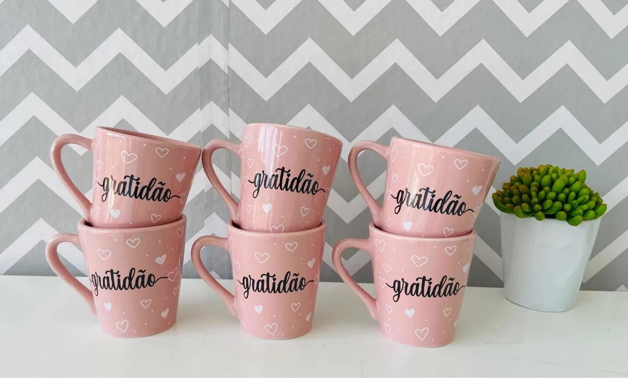 Jogo 6 Xícaras Canecas Porcelana Café Chá...