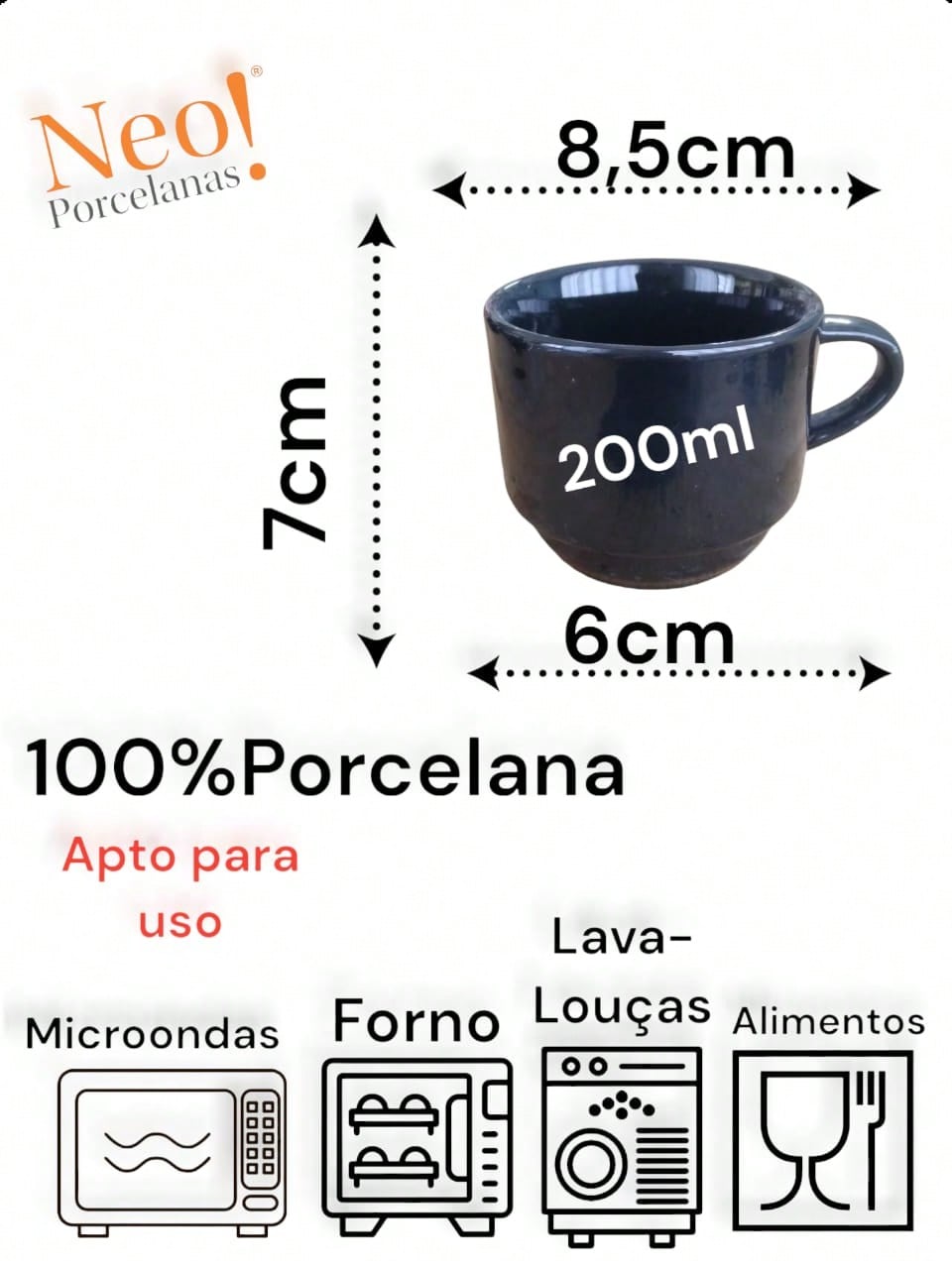 Jogo Xícaras Café Chá Pretas Suporte 4 Ca...