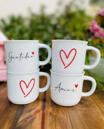 Jogo 4 Canecas Xícaras Ágata Porcelana 20...