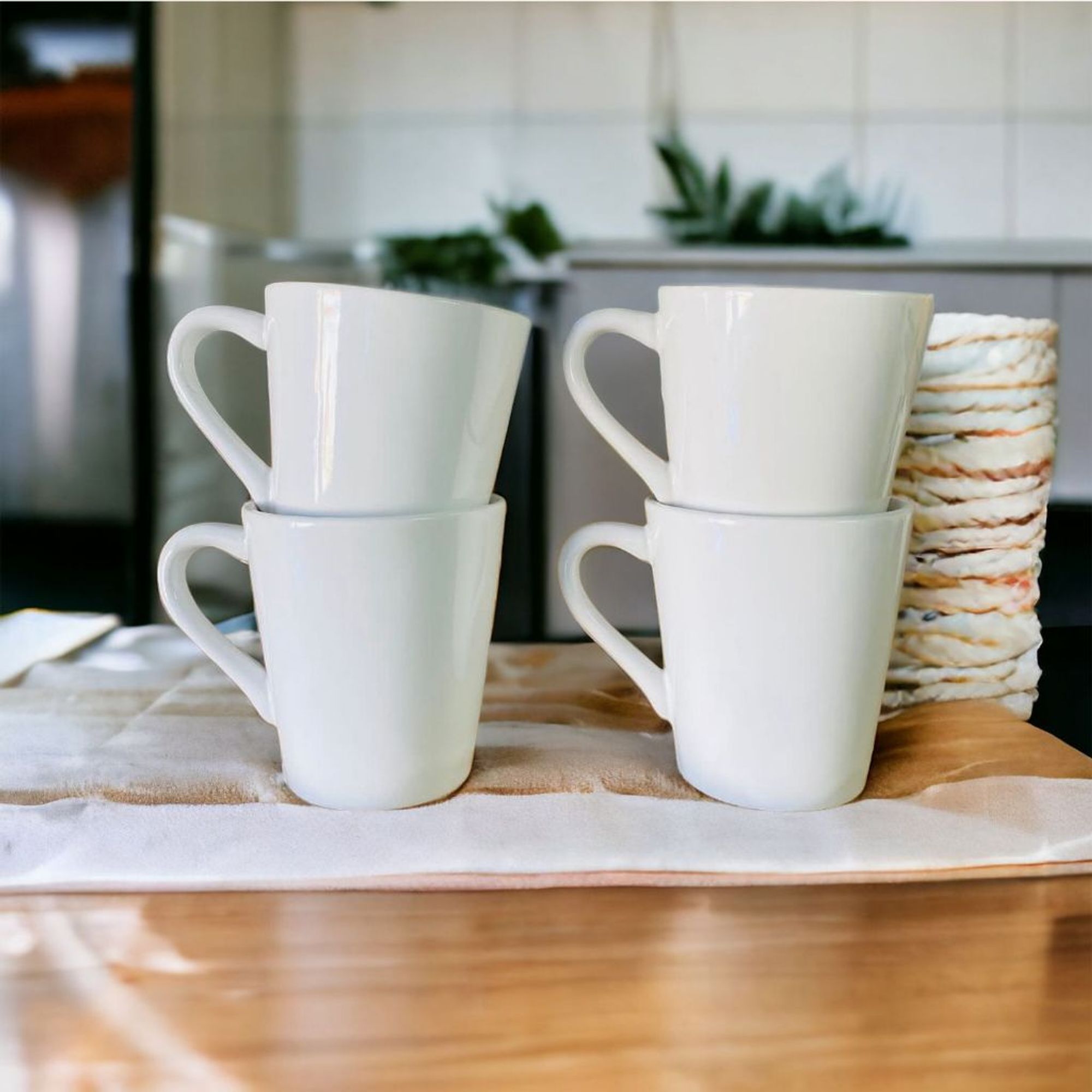 Jogo 4 Caneca Tulipa Café Porcelana Branc...