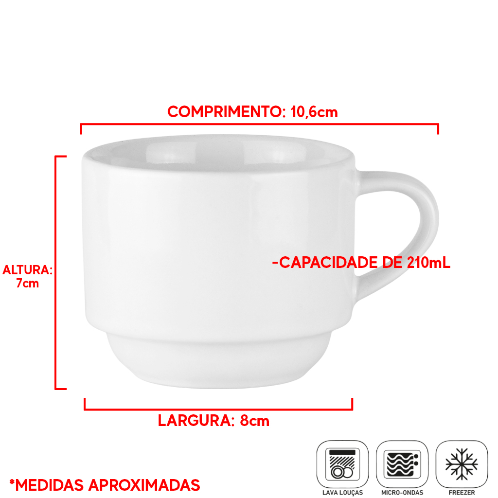 Jogo De 3 Xícaras Empilhável em Porcelan ...