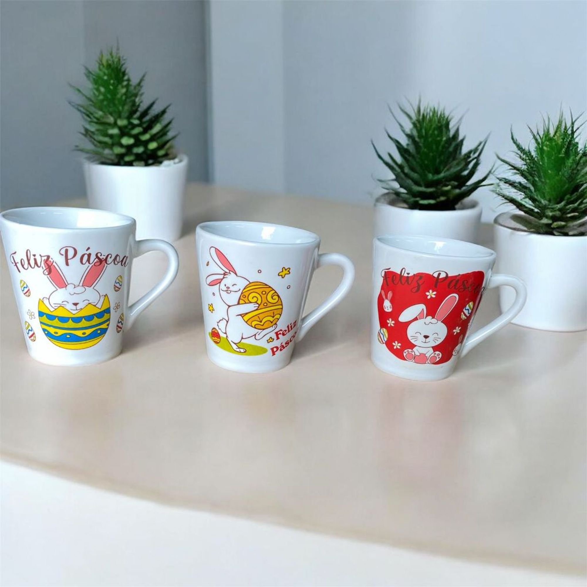 Jogo/ Kit 3 Xicaras Cônica Tulipa Páscoa ...