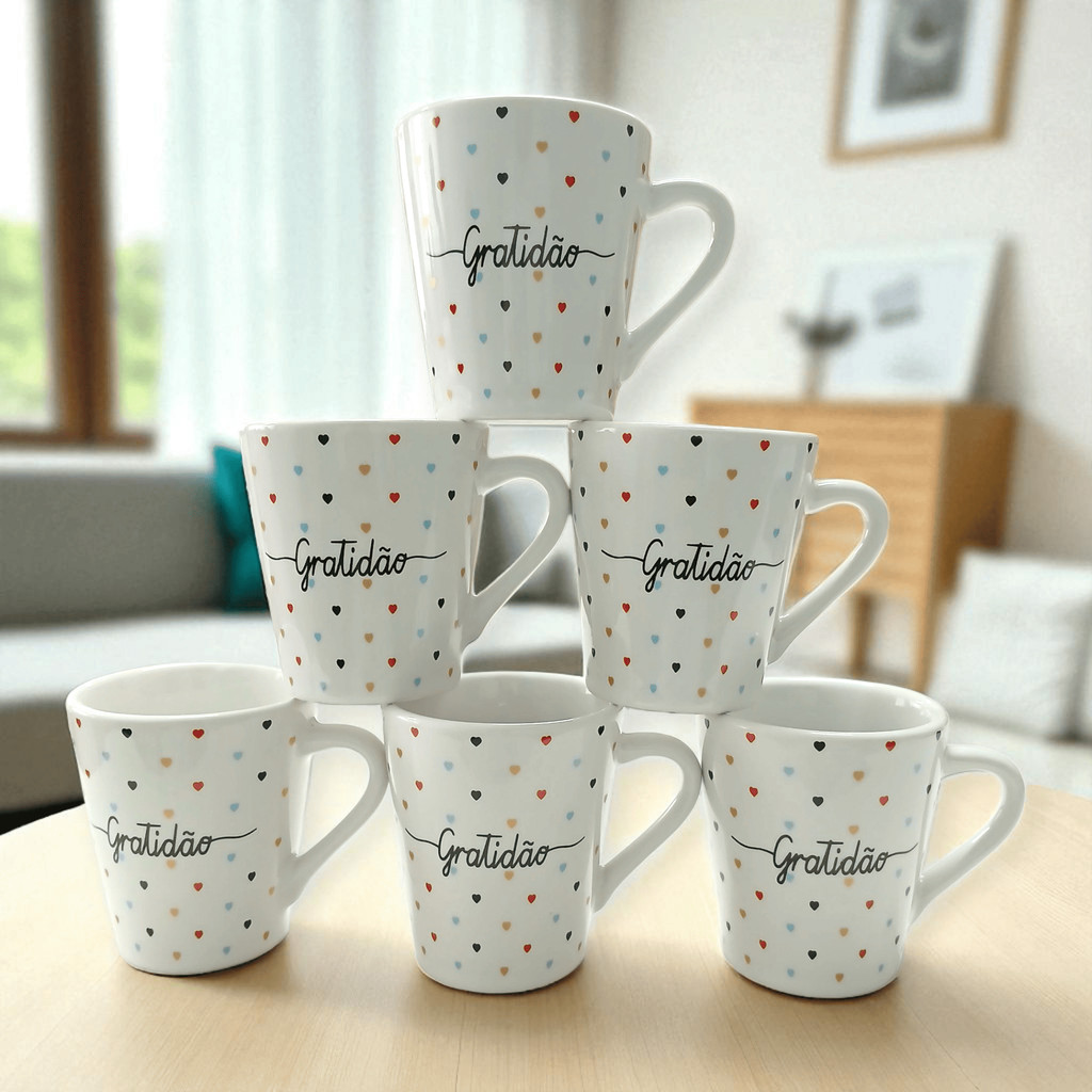 Kit 6 Xícaras de Porcelana 120ml Café Chá...