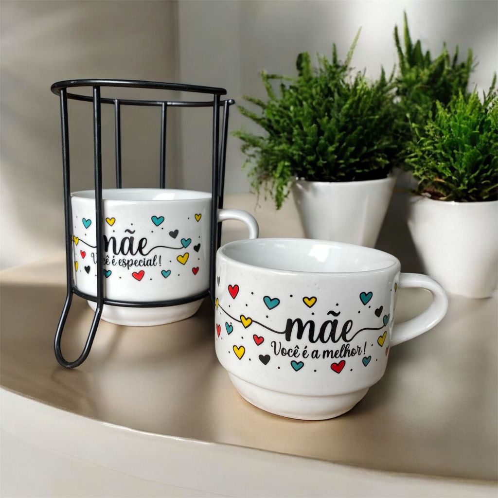 Kit Jogo Xícara Com 2 Emp 200ml Branca Ca...