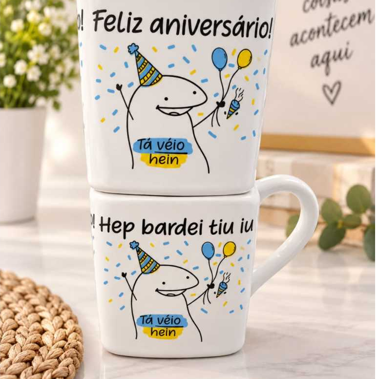 Caneca Quadrada 220ml em Porcelana Branc ...