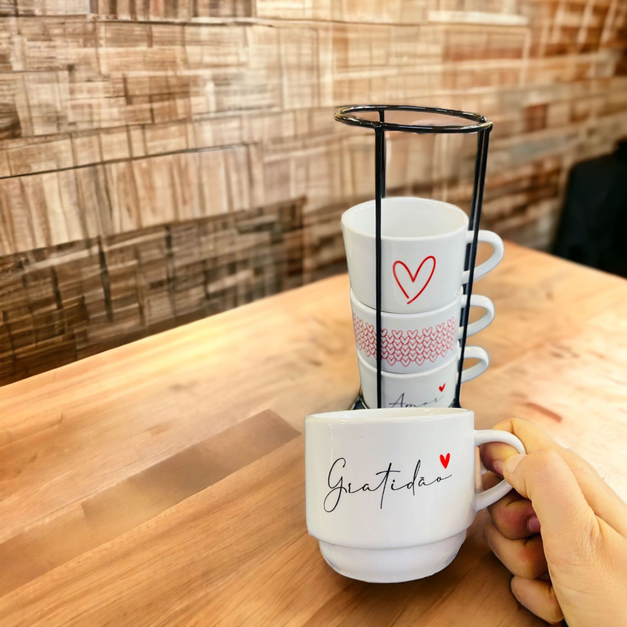 Jogo de Xícaras Café Chá Spot + Suporte d...