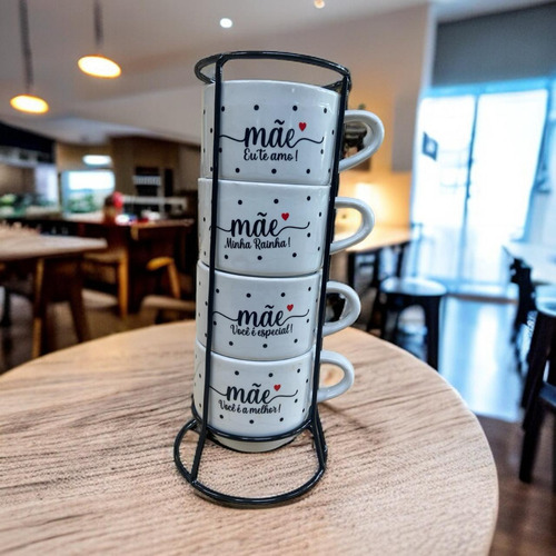 Jogo De Xícara Café Chá Branca Com Suport...