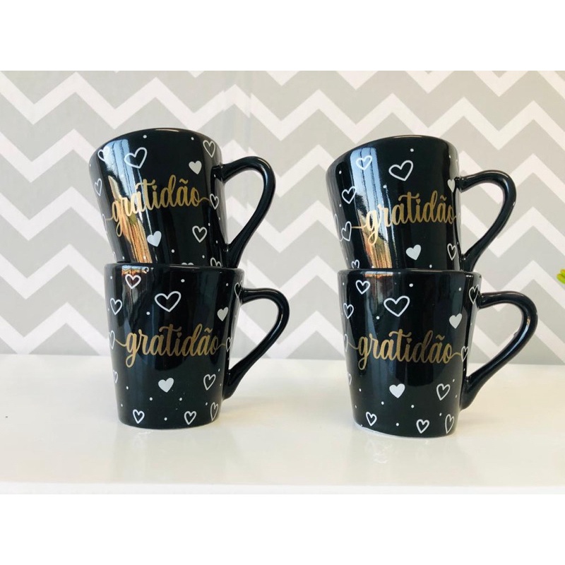 Jogo Kit 4 Xícaras/ Canecas Porcelana Pre...