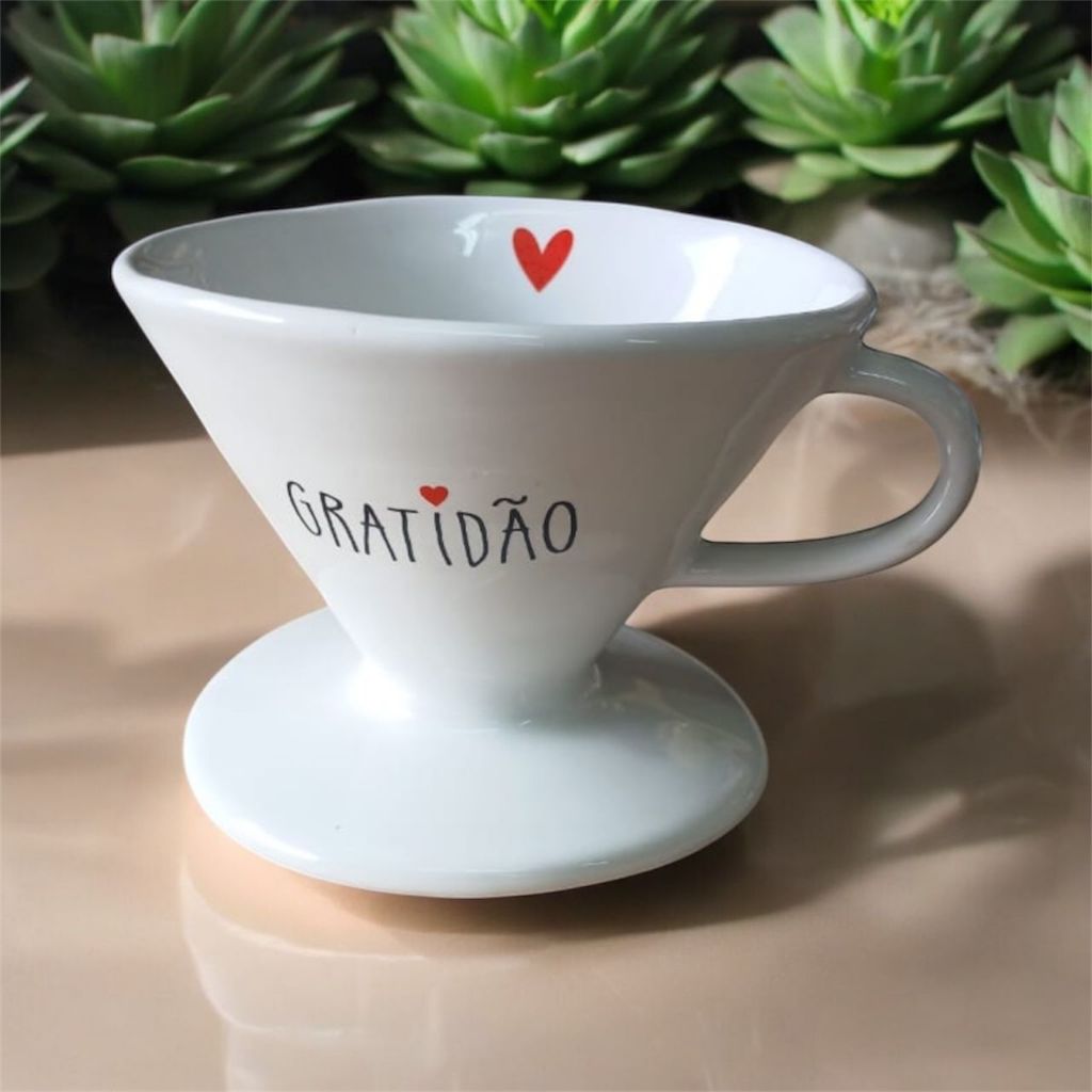Filtro de Café de Porcelana Branca Decora...