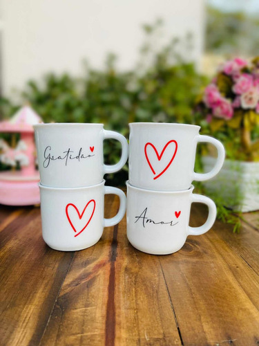 Jogo 4 Canecas Xícaras Ágata Porcelana 20...