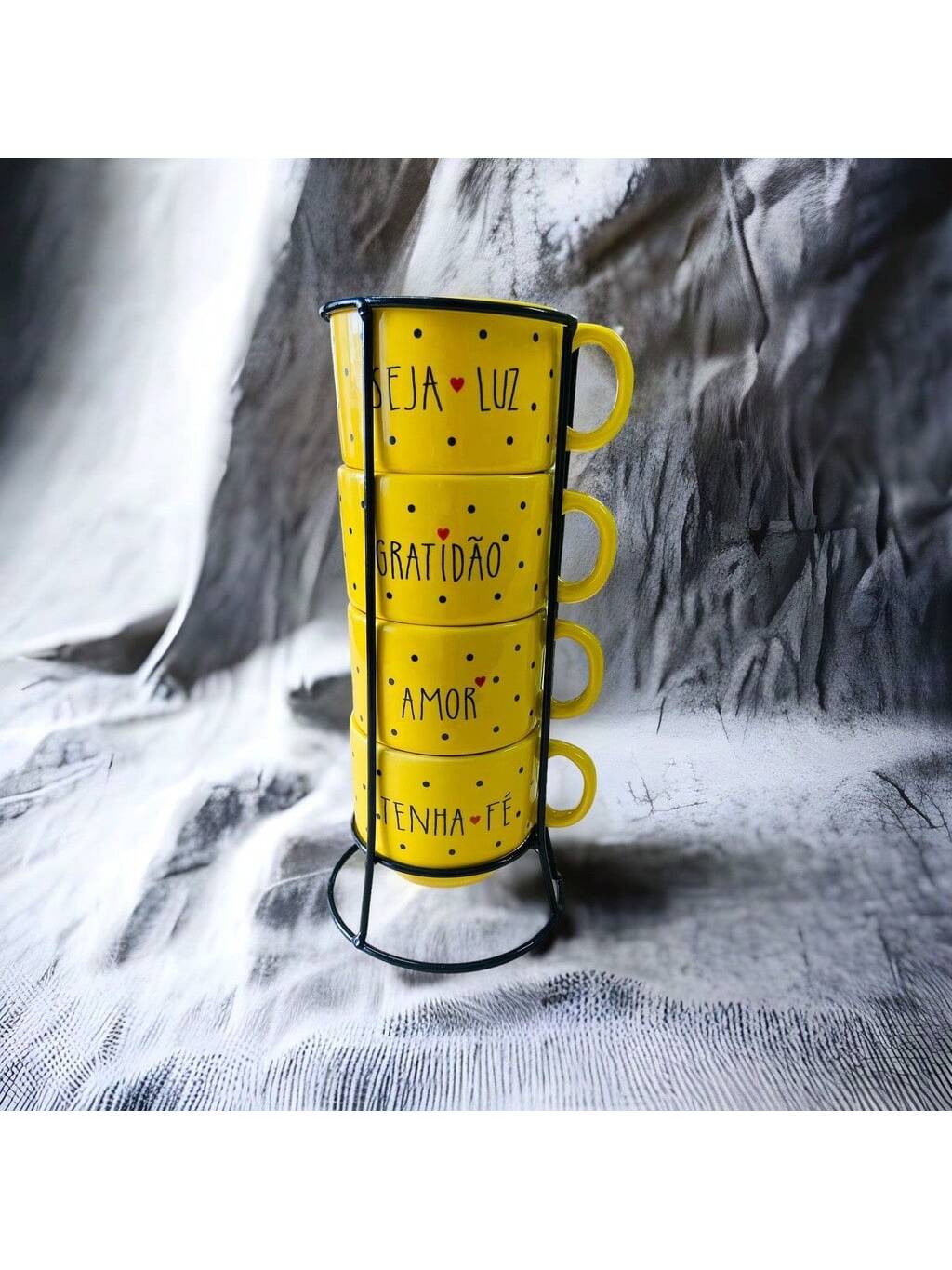 Jogo Xícara Café Chá Amarela Com Suporte ...