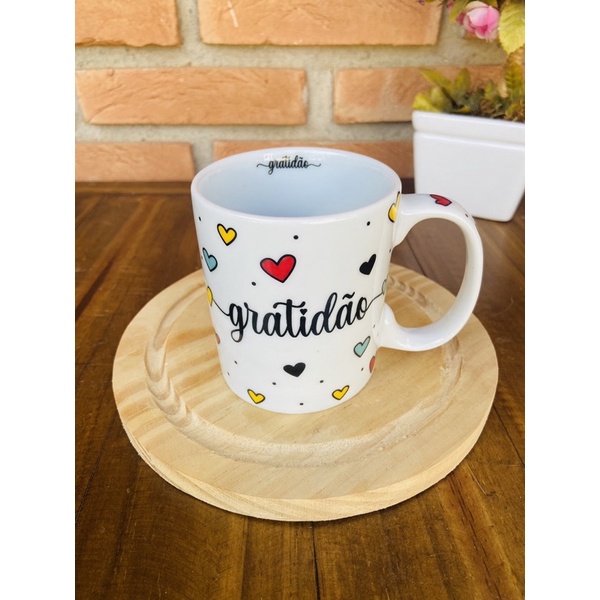 Caneca Porcelana Café Gratidão 300ml