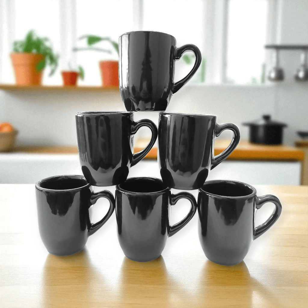 Kit 6 Xícara de Porcelana Preta 80ml Café...