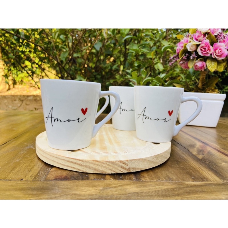 Jogo 4 xícaras / Caneca Café Chá Porcelan...