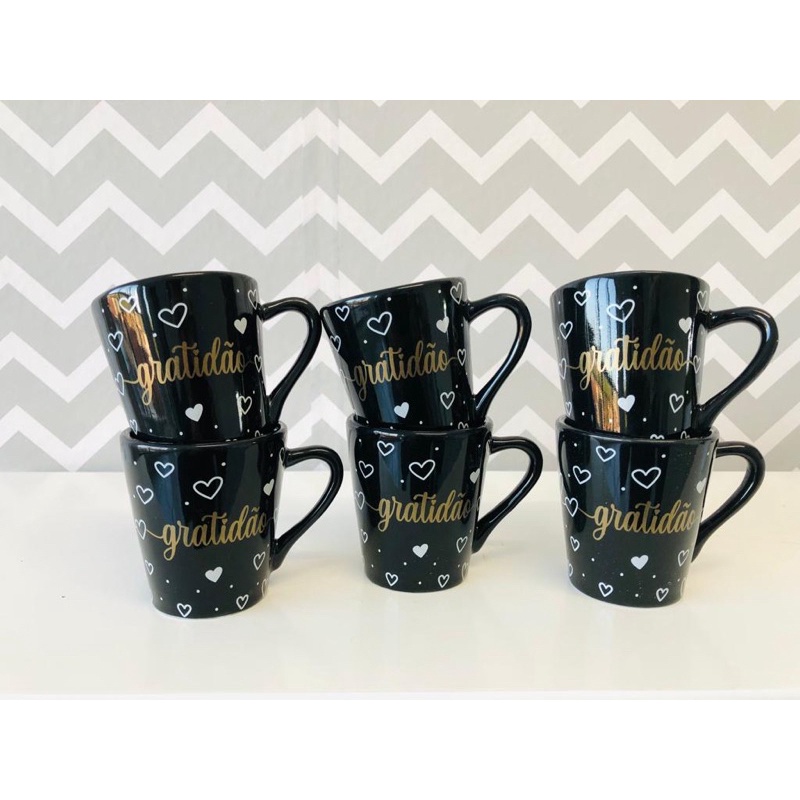 Jogo Kit 6 Xícaras Canecas Café Porcelana...