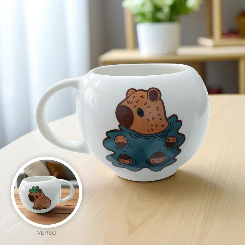 Caneca Porcelana 430ml Capivara Fofa – Ca...