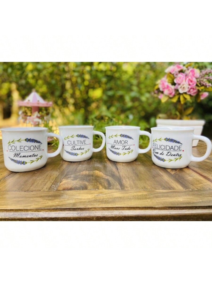 Jogo 4 Canecas Ágata Porcelana 200 ml Dec...