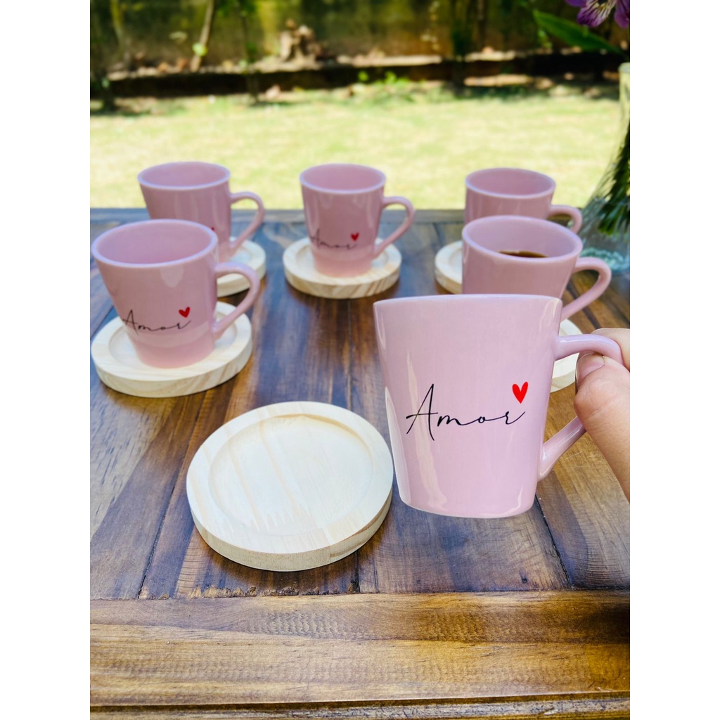 Kit Jogo 6 Xicaras / Canecas Porcelana Ro...