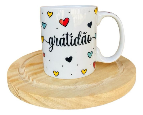 Caneca Porcelana Decorada Gratidão Café 3...