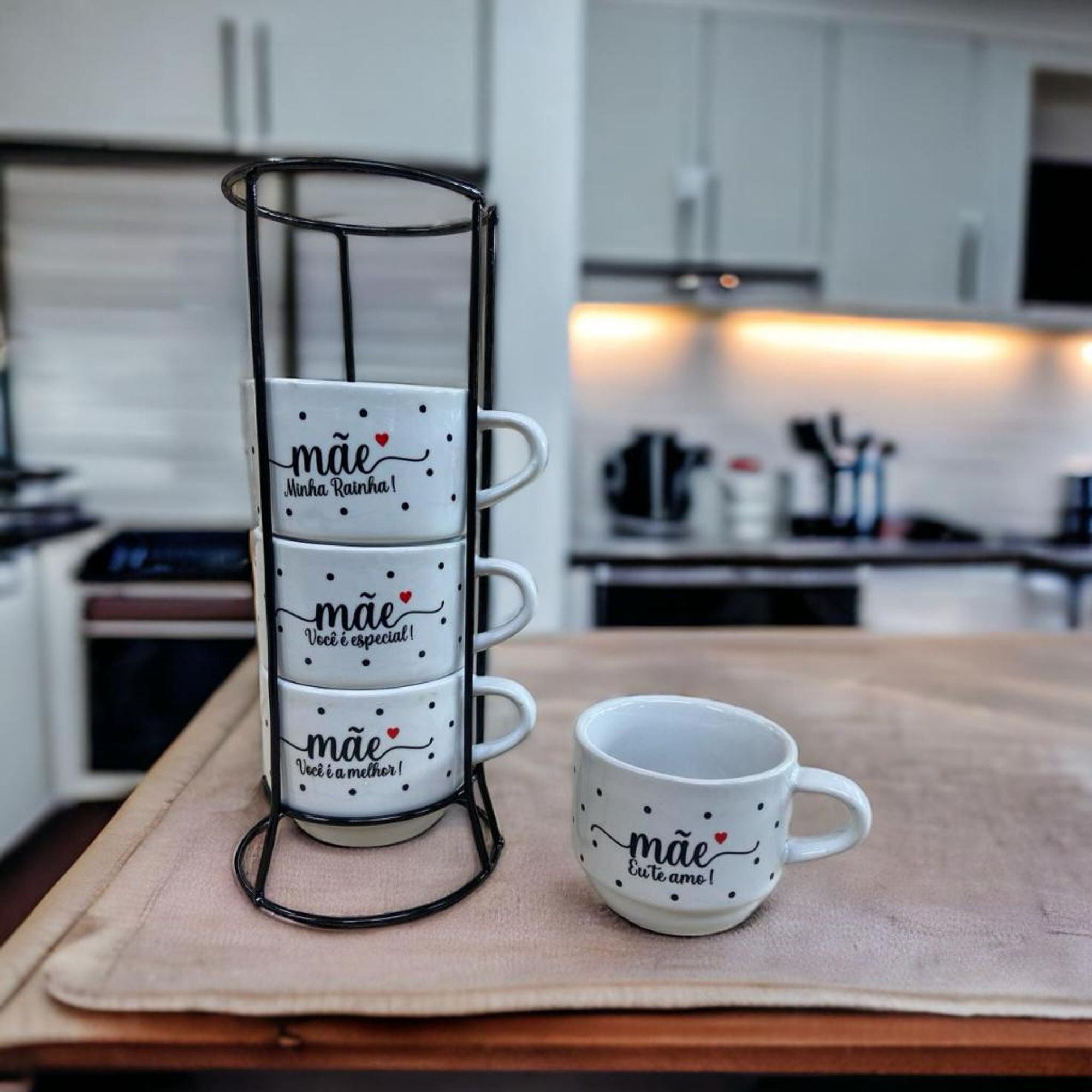 Jogo De Xícara Café Chá Branca Com Suport...