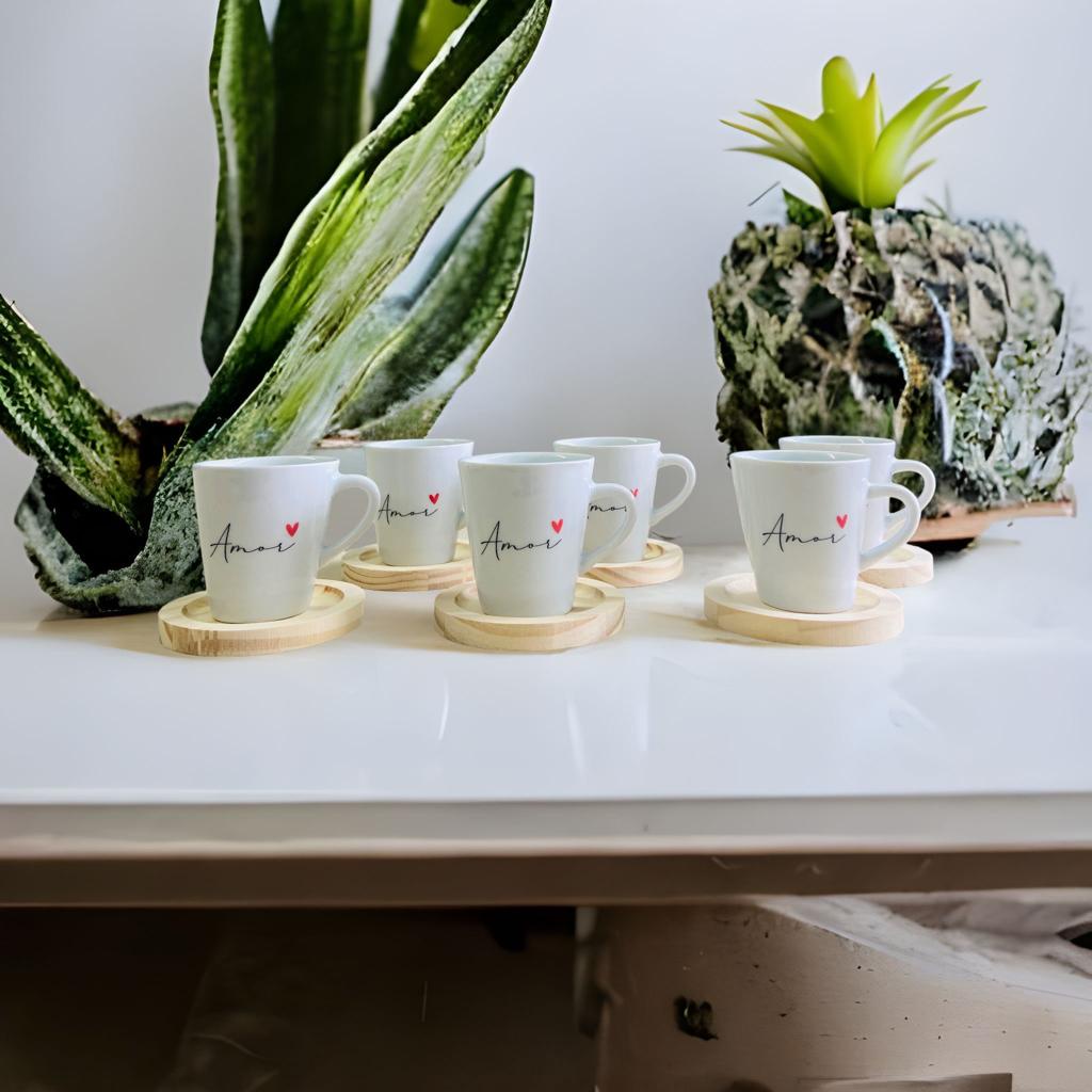Kit 6 Xicaras canecas Porcelana Branca  P...