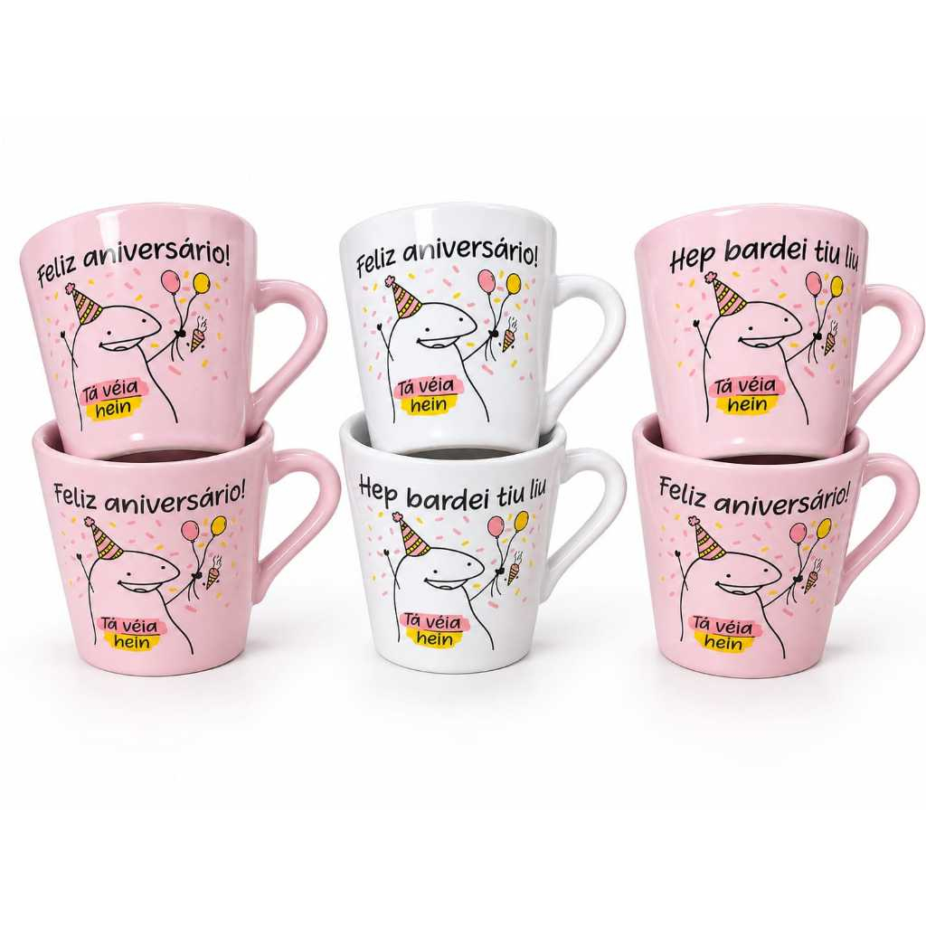 Jogo 6 Xícaras/ Caneca Café Chá Porcelan ...