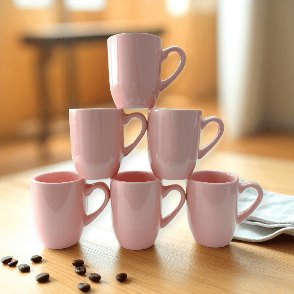 Kit 6 Xícara de Porcelana Rosa 80ml Café ...