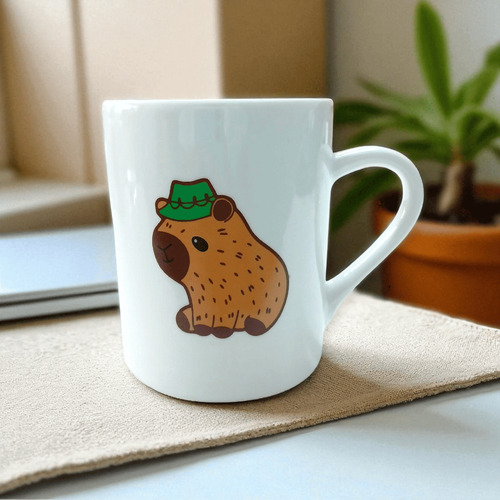 Caneca De Porcelana 300ml Capivara Fofa C...