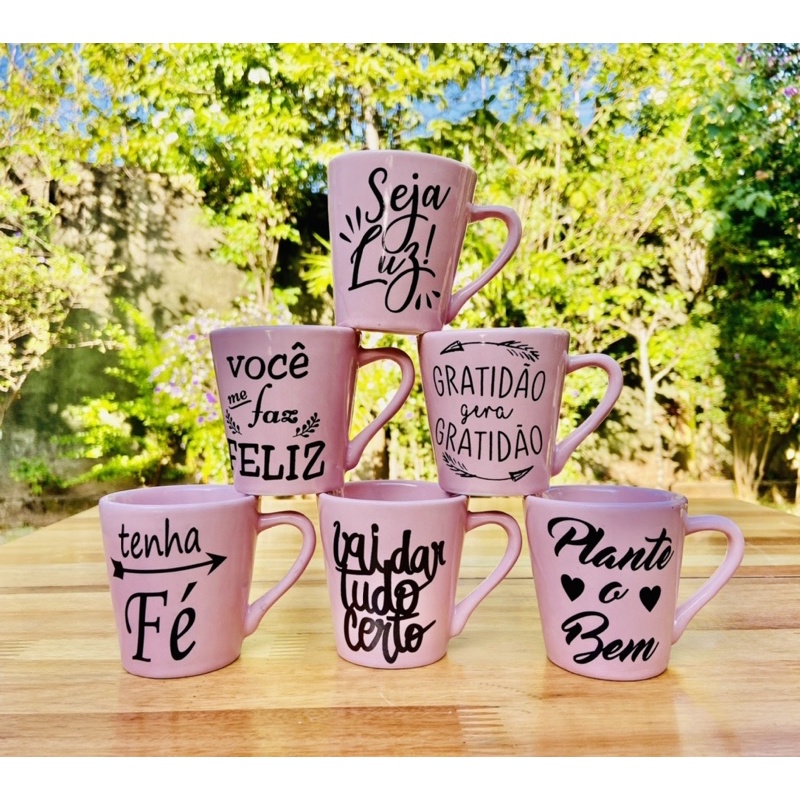 Jogo 6 xícaras Caneca Tulipa Café Rosa