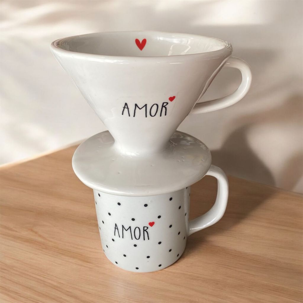 Kit Caneca 300ml + Filtro de Café de Porc...