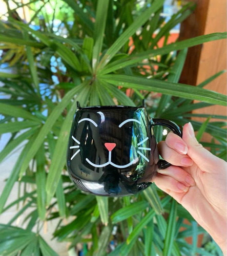 Caneca 3d Gato 500ml Porcelana Decorada P...
