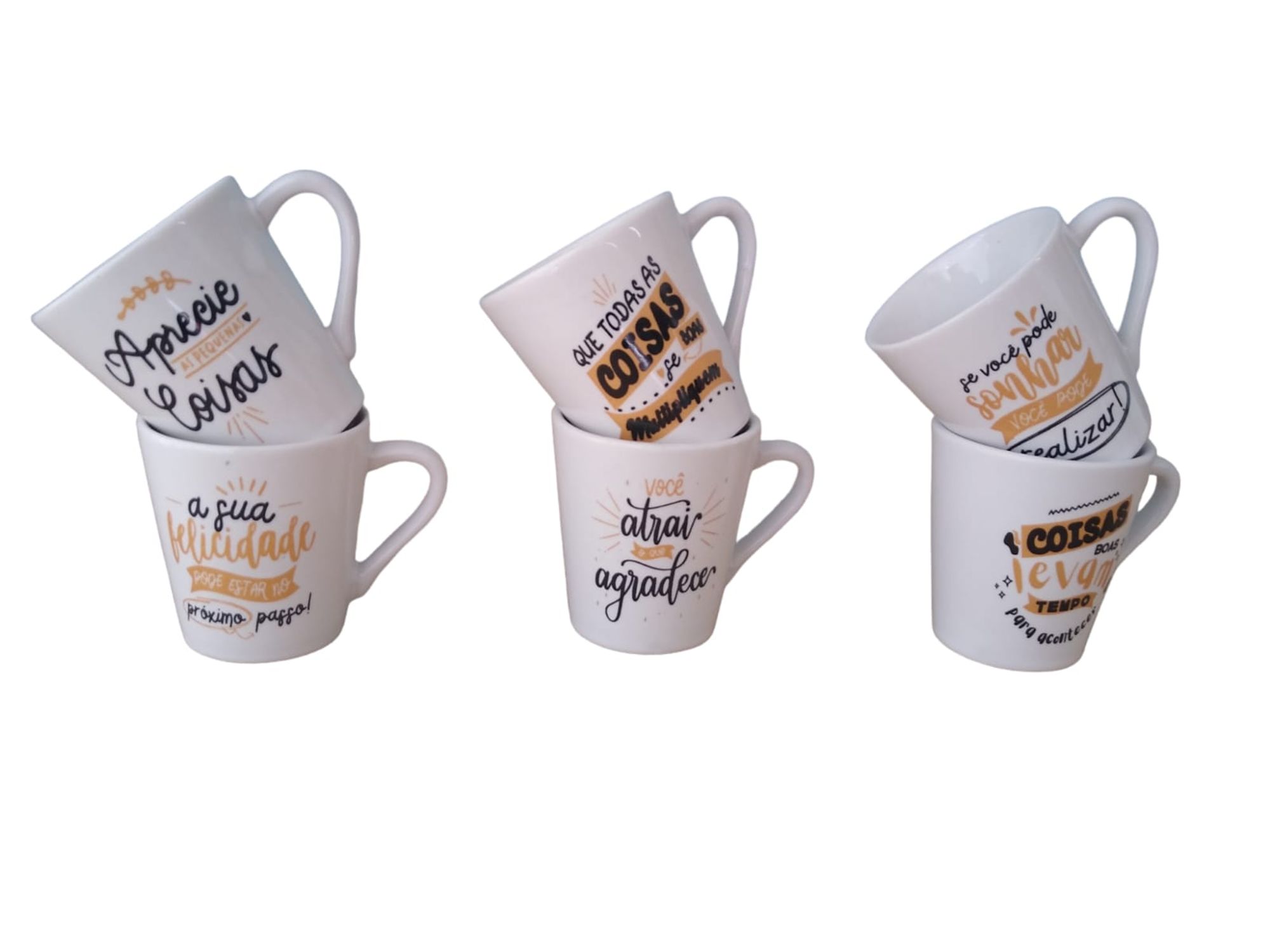 Jogo 6 Caneca Tulipa Café Porcelana Branc...