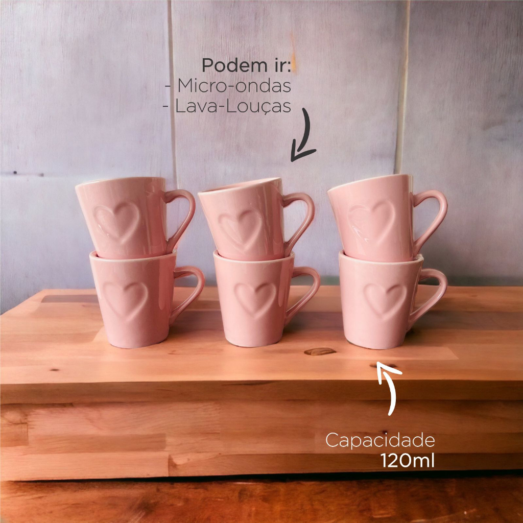 Jogo Kit 6 Canecas Xicaras Café Porcelana...