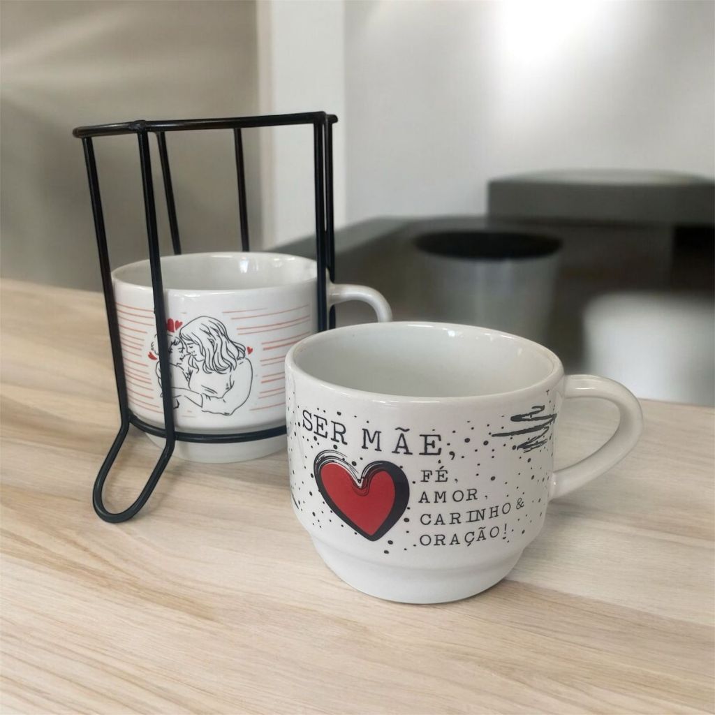 Kit Xícara com 2 Empilhável 200ml Branca ...