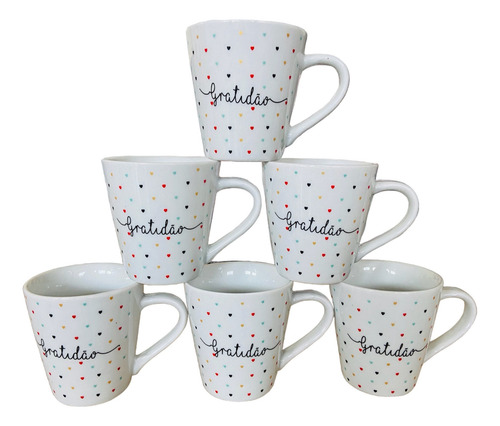 Jogo 6 Xícaras Café Porcelana Decoradas G...