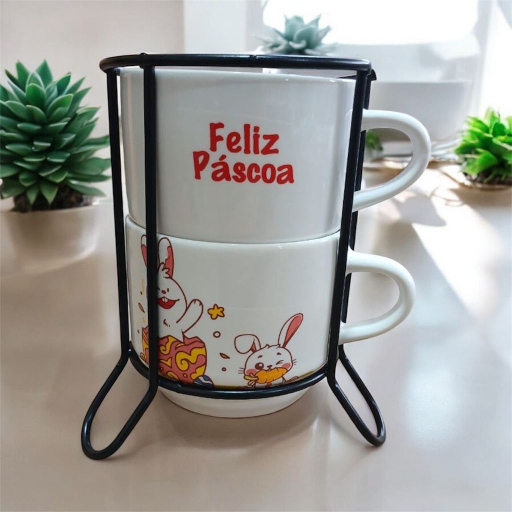 Kit/jogo Xícara Café Chá Com 2 Empil 200m...