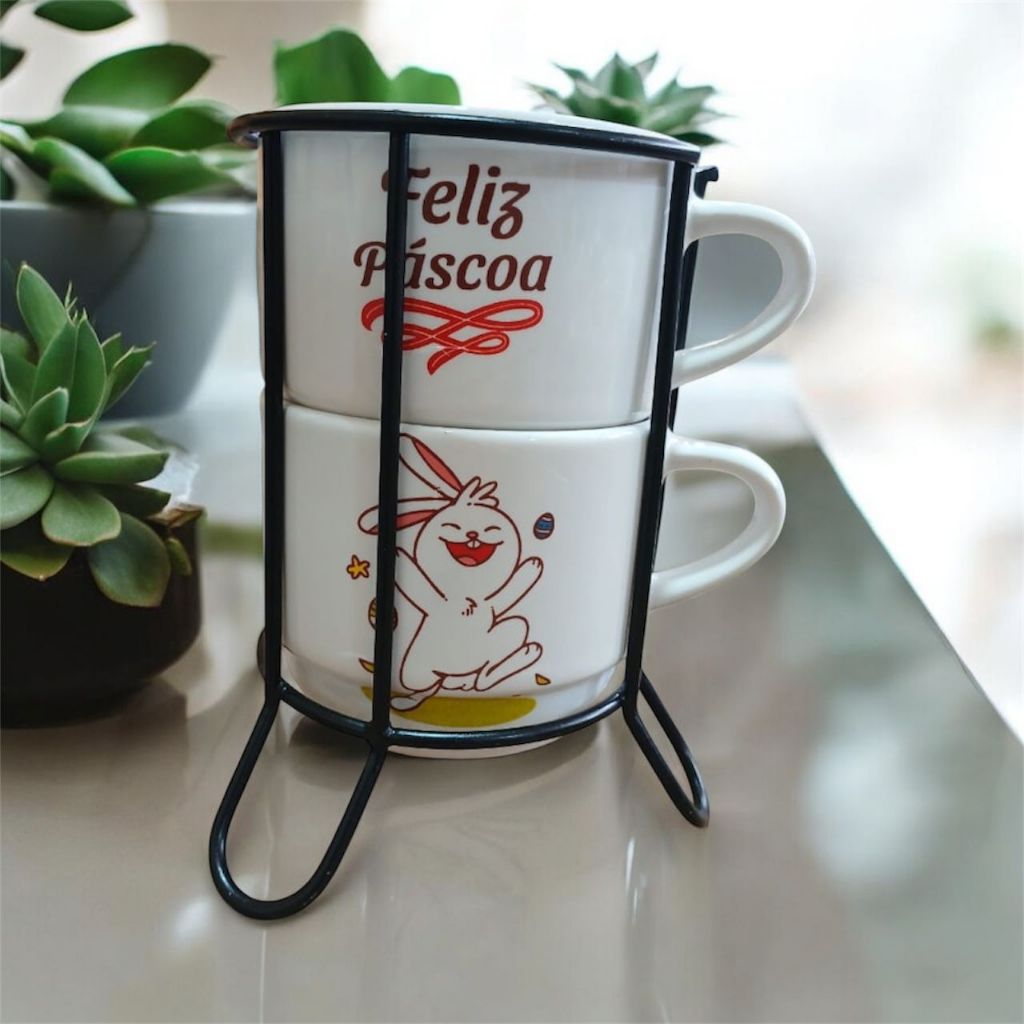 Kit/jogo Xícara Café Chá Com 2 Empilh 200...