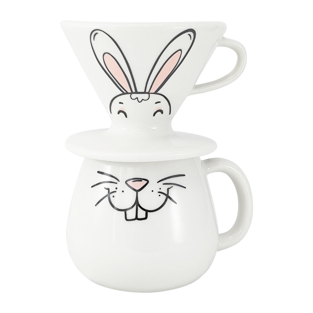 Kit Coador Filtro Porcelana Branco e Cane...