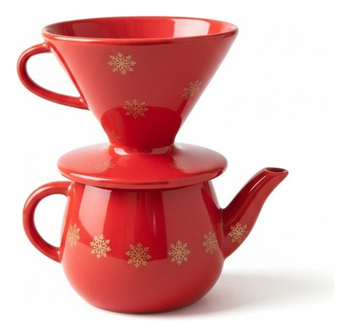 Kit Bule Coador Porcelana Natal Café Verm...
