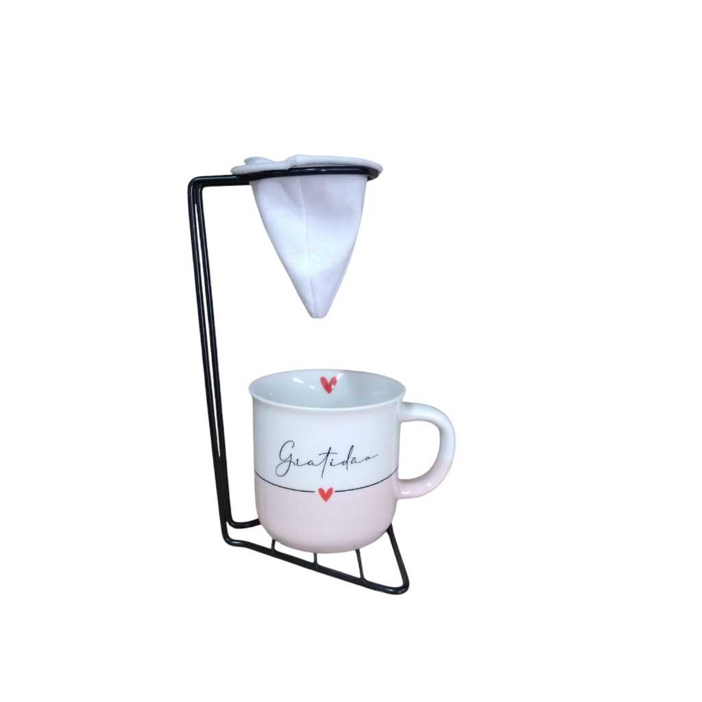 Kit Xícara de Porcelana Ágata + Suporte c...