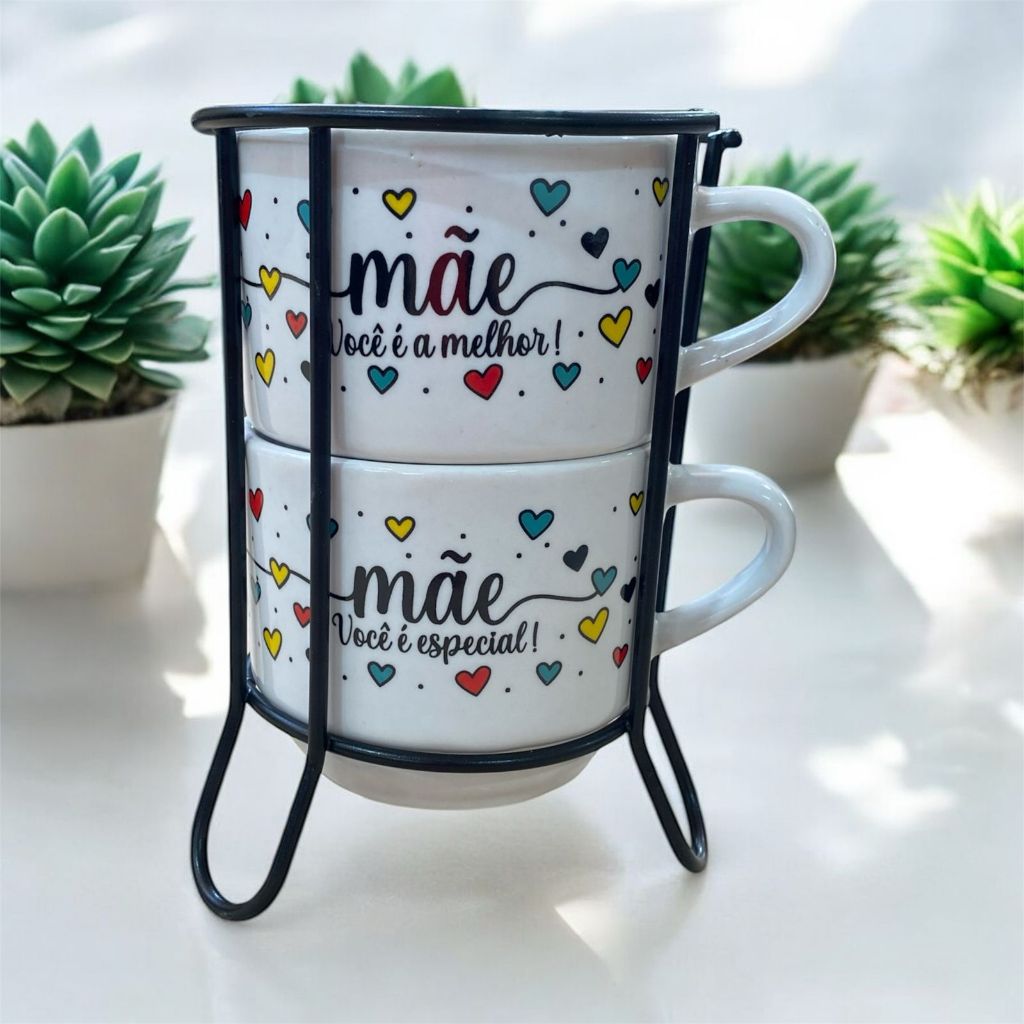 Kit Jogo Xícara Com 2 Emp 200ml Branca Ca...