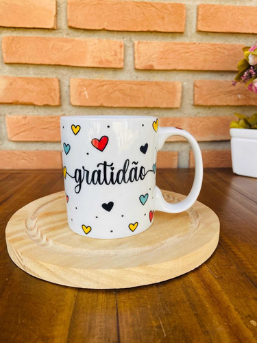 Caneca Porcelana Decorada Gratidão Café 3...