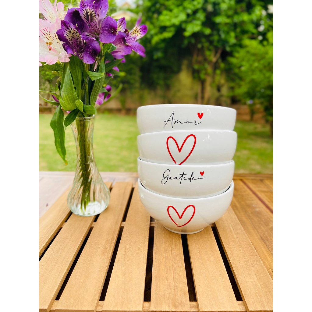 Kit Jogo 6 Bowl Tigelas Porcelana Cumbuca...